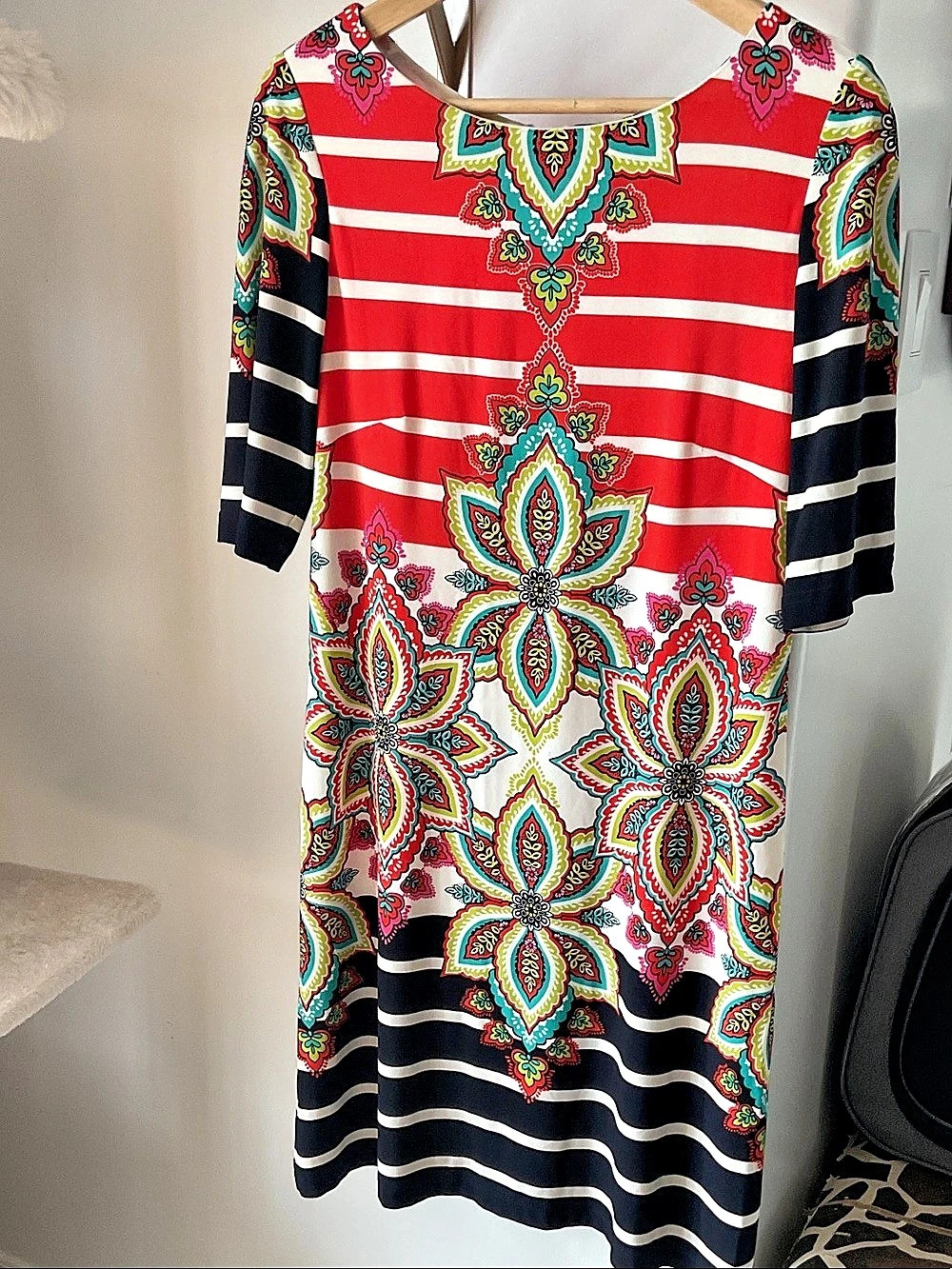 Joseph Ribkoff Striped Mini Dress Red & White Size Medium
